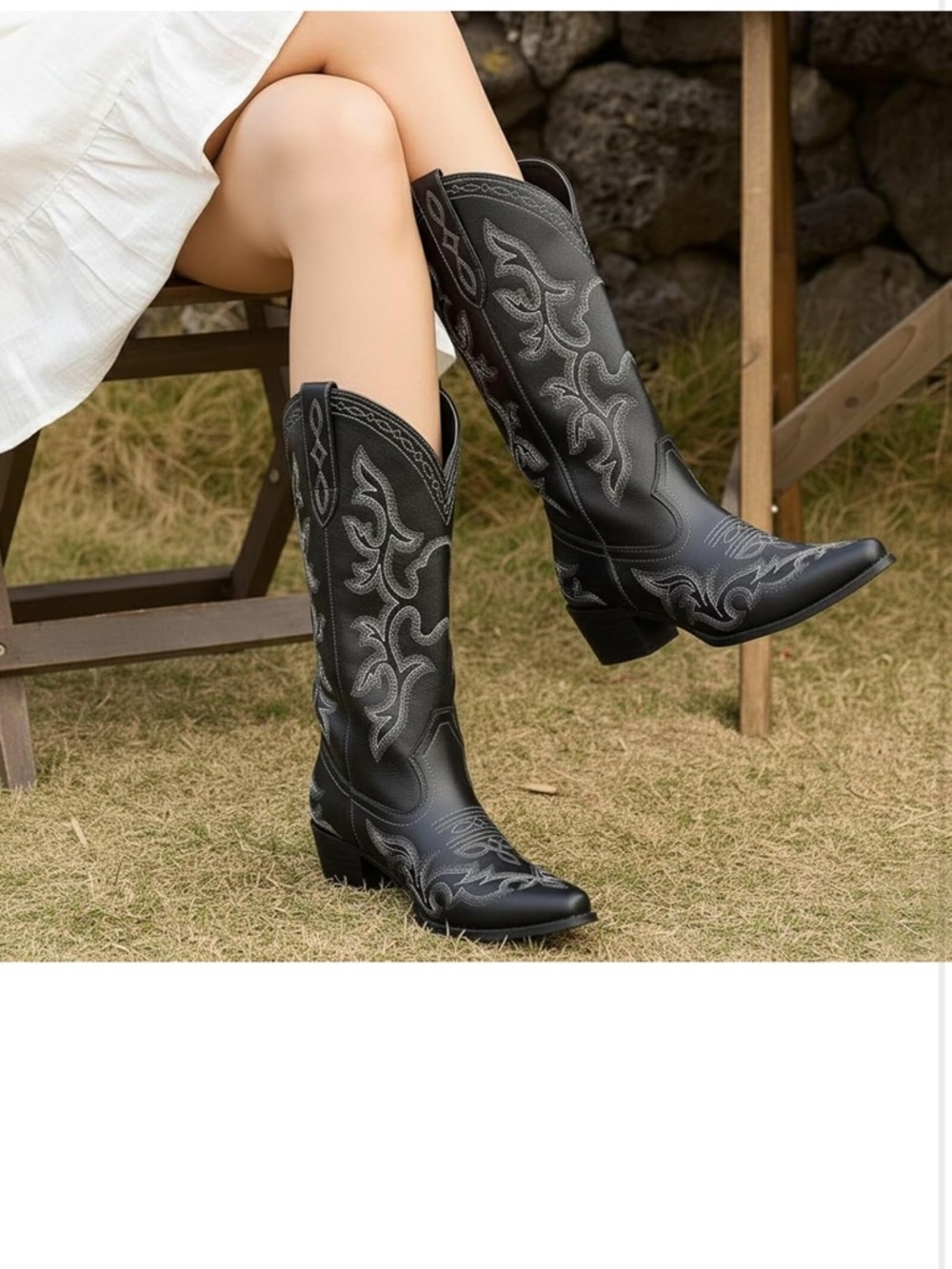 Classic Black Western Embroidered Cowgirl Boot - Women's - Picture 2 of 2